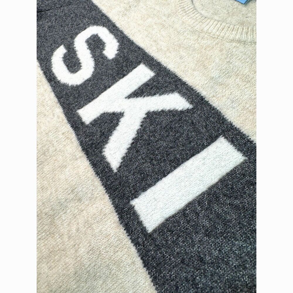 “SKI” CeCe Cozy Long Sleeve Sweater! Cream/gray L - Picture 3 of 8
